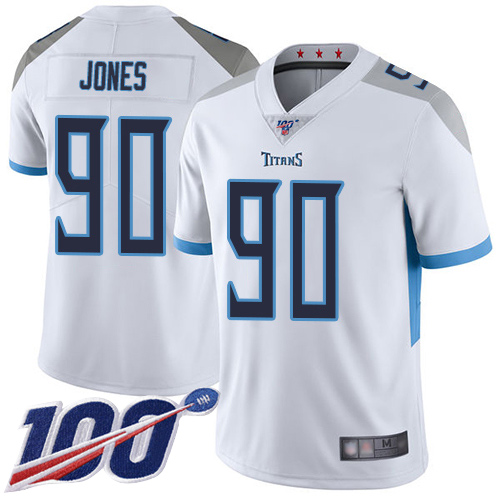 Tennessee Titans Limited White Men DaQuan Jones Road Jersey NFL Football 90 100th Season Vapor Untouchable
